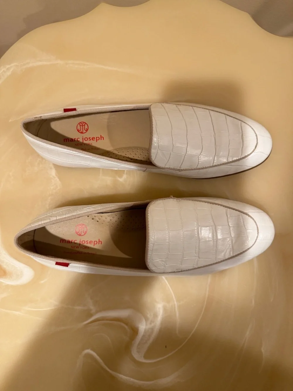 MARC JOSEPH NEW YORK Women 8 White Croc Leather Loafers Flats Handcrafted Brazil - Picture 2 of 9